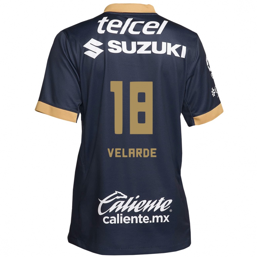 Kids Football Efrain Velarde #18 Obsidian Gold White Away Jersey 2024/25 T-Shirt