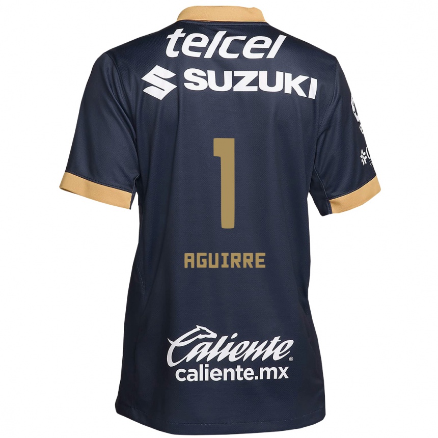 Kids Football Miriam Aguirre #1 Obsidian Gold White Away Jersey 2024/25 T-Shirt