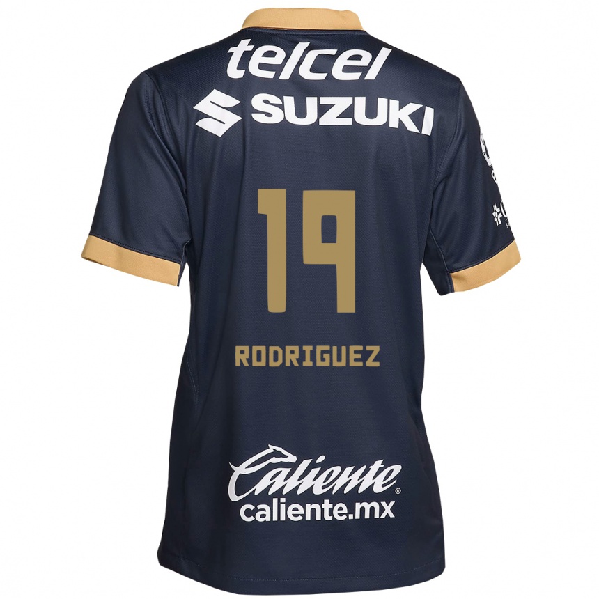 Kids Football Yaneisy Rodriguez #19 Obsidian Gold White Away Jersey 2024/25 T-Shirt