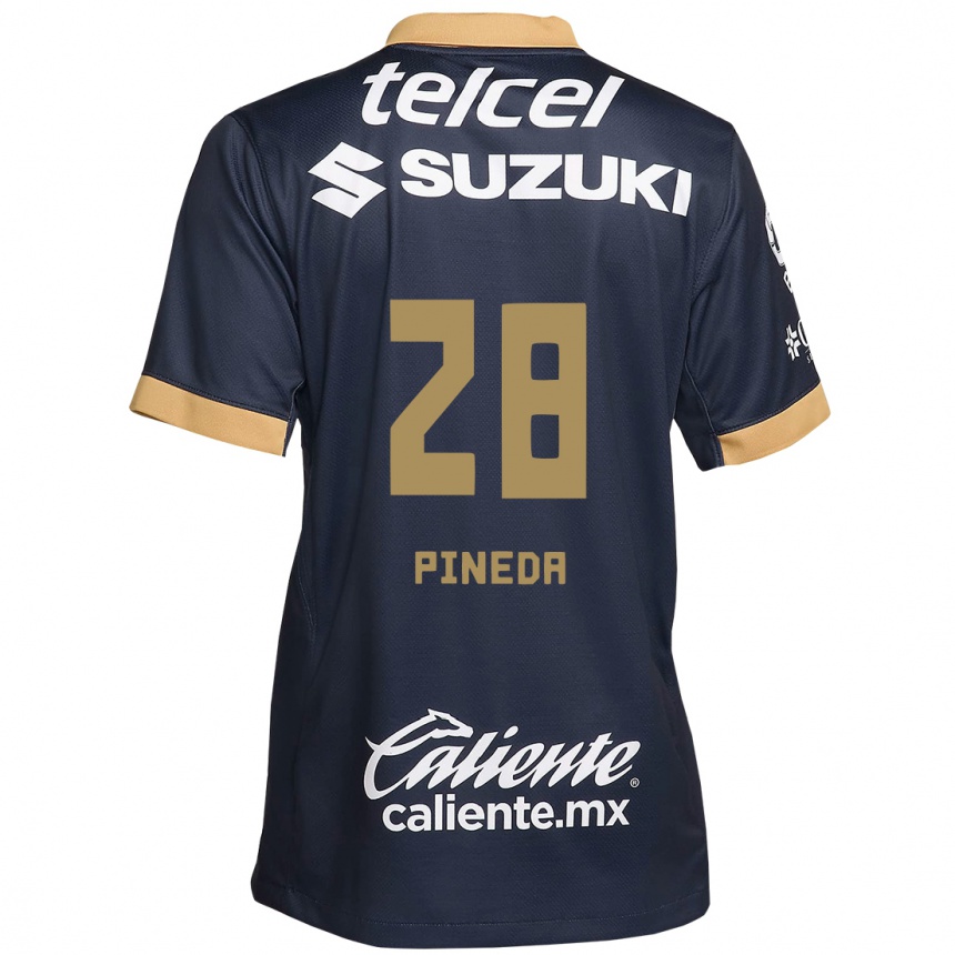 Kids Football Grecia Pineda #28 Obsidian Gold White Away Jersey 2024/25 T-Shirt