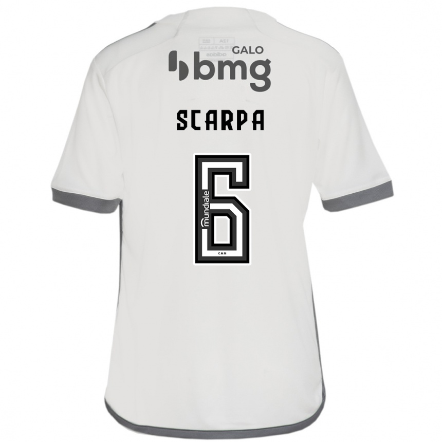 Kids Football Gustavo Scarpa #6 Off White Away Jersey 2024/25 T-Shirt