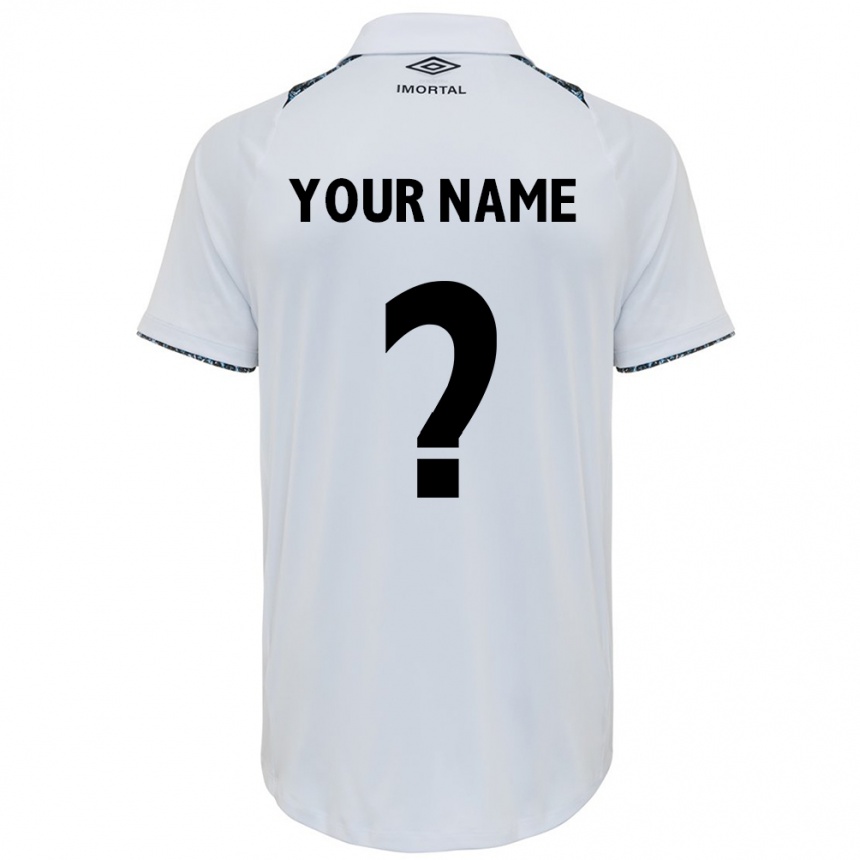 Kids Football Your Name #0 White Blue Away Jersey 2024/25 T-Shirt