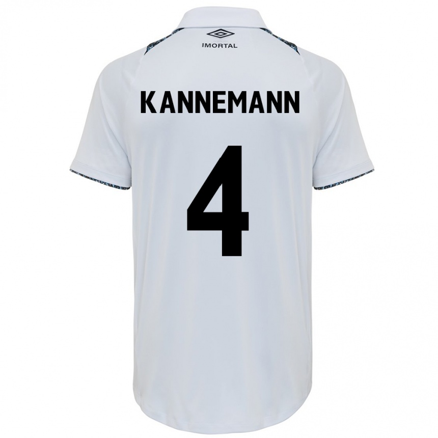 Kids Football Walter Kannemann #4 White Blue Away Jersey 2024/25 T-Shirt