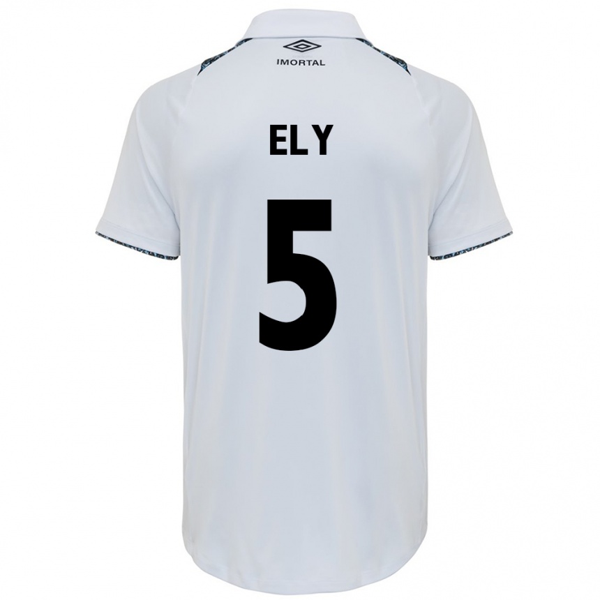 Kids Football Rodrigo Ely #5 White Blue Away Jersey 2024/25 T-Shirt