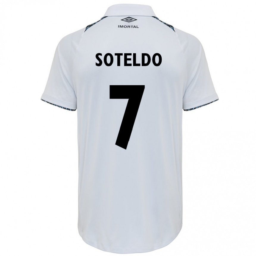 Kids Football Yeferson Soteldo #7 White Blue Away Jersey 2024/25 T-Shirt