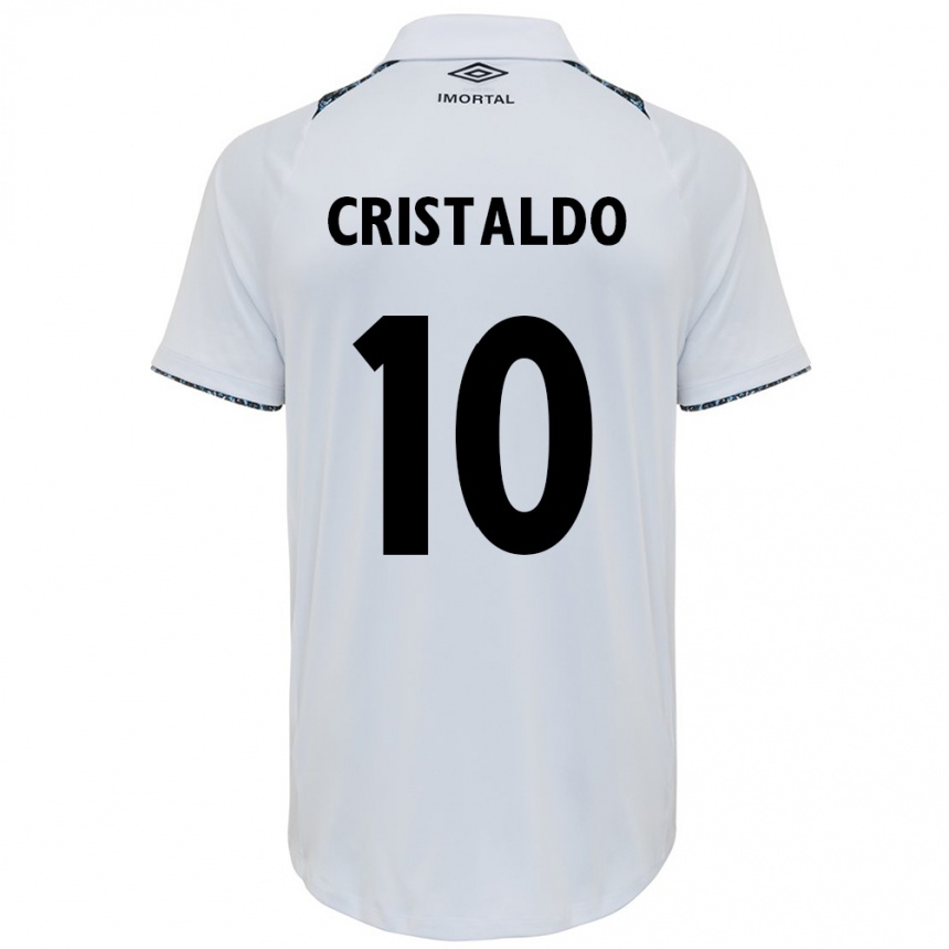 Kids Football Franco Cristaldo #10 White Blue Away Jersey 2024/25 T-Shirt