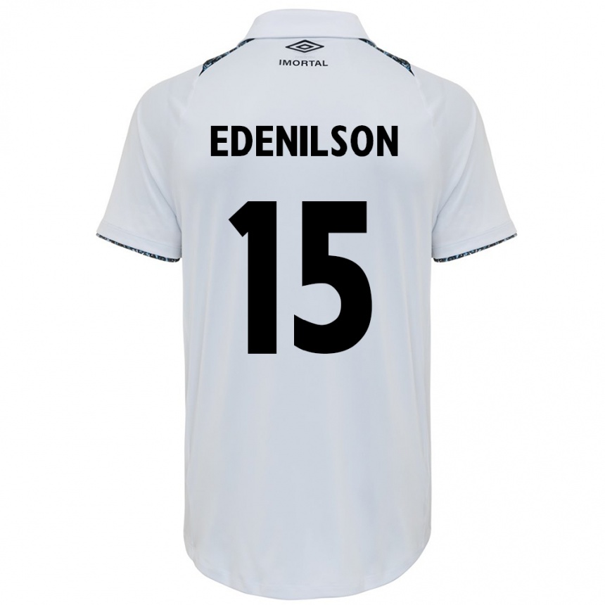 Kids Football Edenilson #15 White Blue Away Jersey 2024/25 T-Shirt