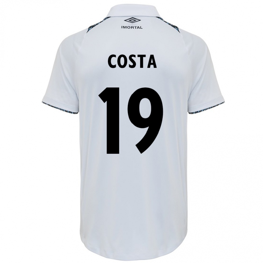 Kids Football Diego Costa #19 White Blue Away Jersey 2024/25 T-Shirt