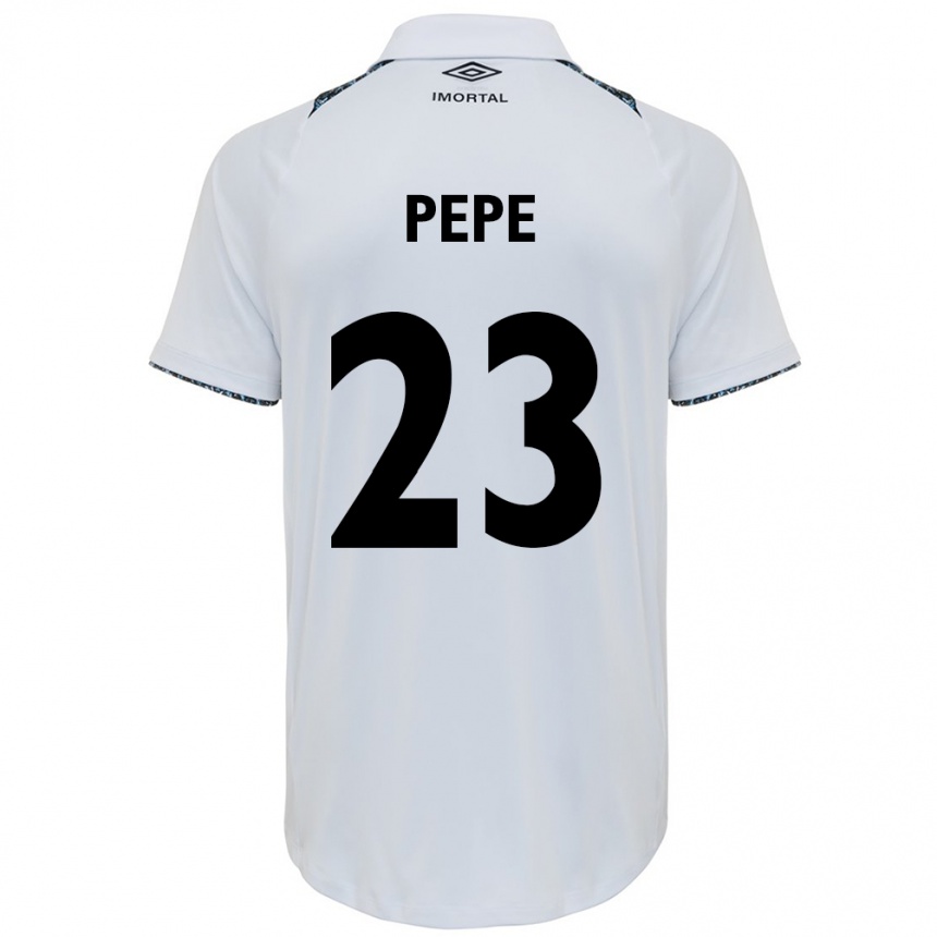 Kids Football Pepê #23 White Blue Away Jersey 2024/25 T-Shirt