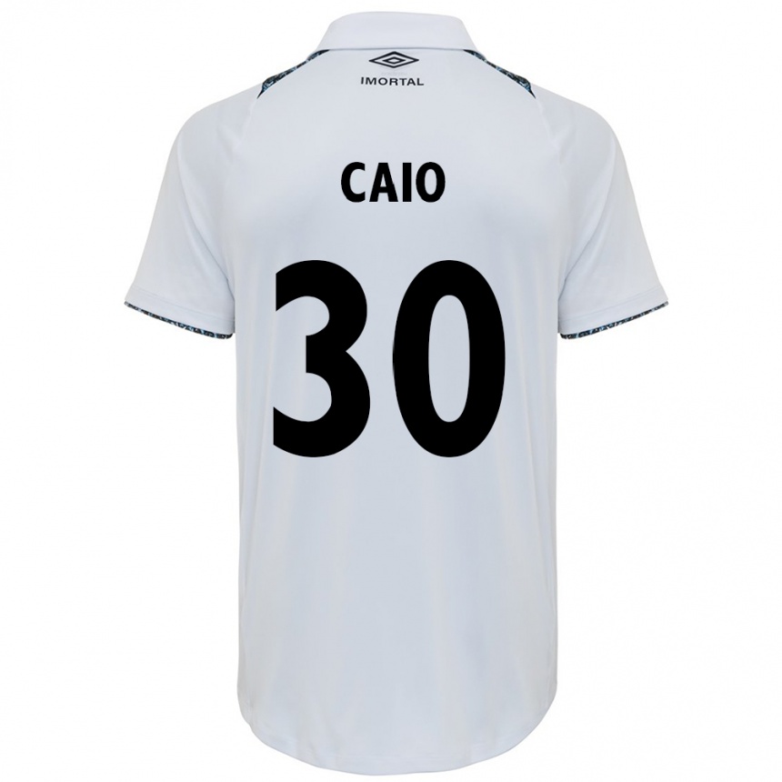 Kids Football Rodrigo Caio #30 White Blue Away Jersey 2024/25 T-Shirt