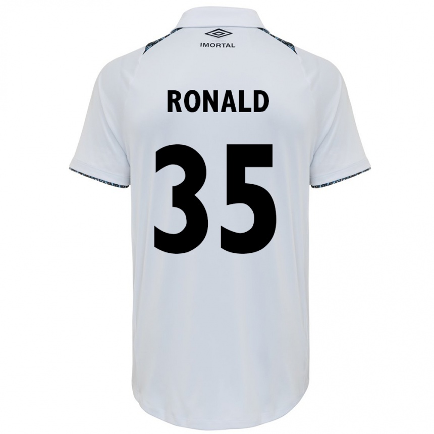 Kids Football Ronald #35 White Blue Away Jersey 2024/25 T-Shirt