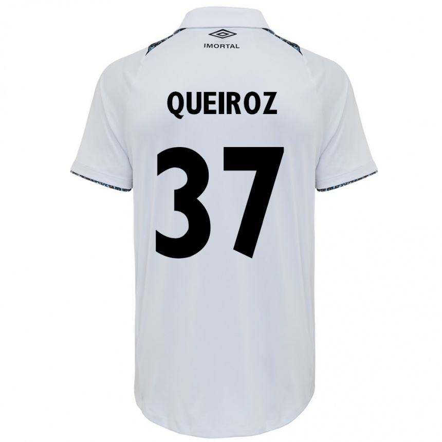 Kids Football Du Queiroz #37 White Blue Away Jersey 2024/25 T-Shirt