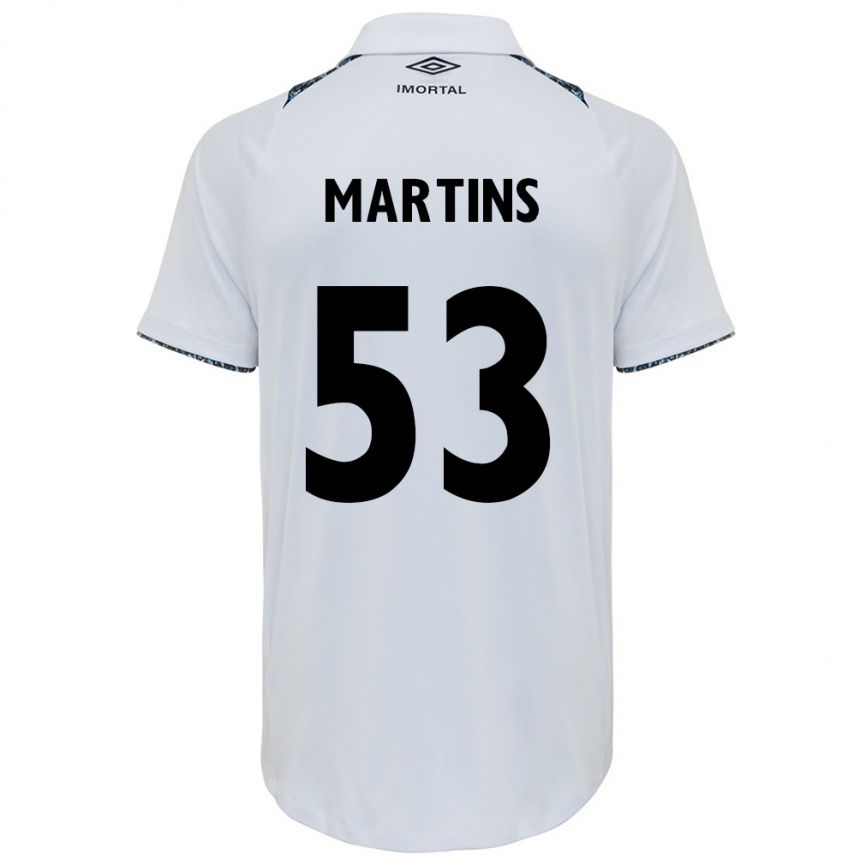 Kids Football Gustavo Martins #53 White Blue Away Jersey 2024/25 T-Shirt