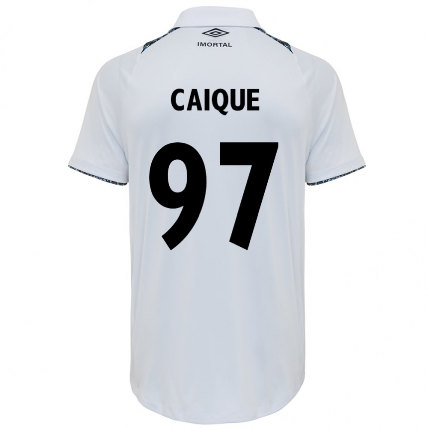 Kids Football Caíque #97 White Blue Away Jersey 2024/25 T-Shirt