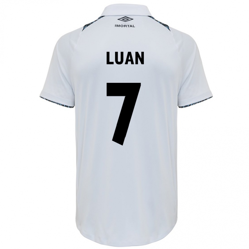 Kids Football Luan #7 White Blue Away Jersey 2024/25 T-Shirt