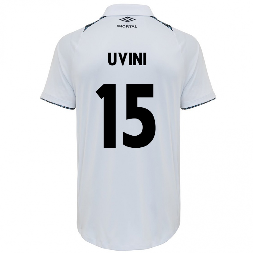 Kids Football Bruno Uvini #15 White Blue Away Jersey 2024/25 T-Shirt