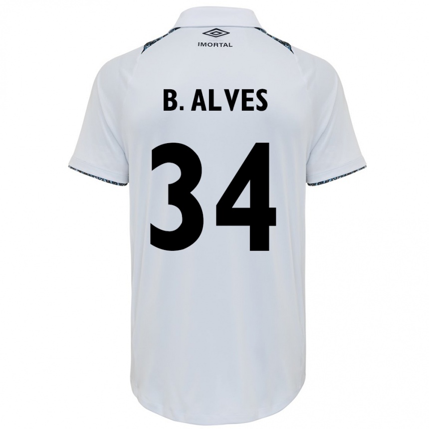 Kids Football Bruno Alves #34 White Blue Away Jersey 2024/25 T-Shirt