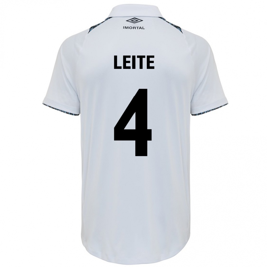 Kids Football Paulo Henrique Leite #4 White Blue Away Jersey 2024/25 T-Shirt