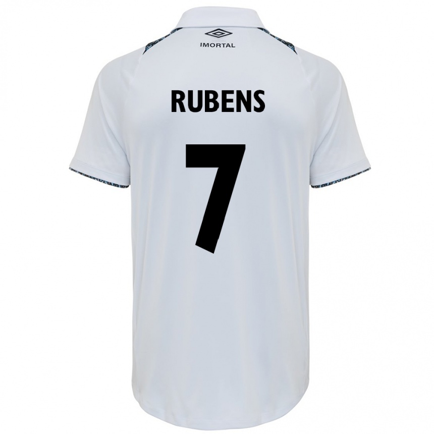 Kids Football Rubens #7 White Blue Away Jersey 2024/25 T-Shirt