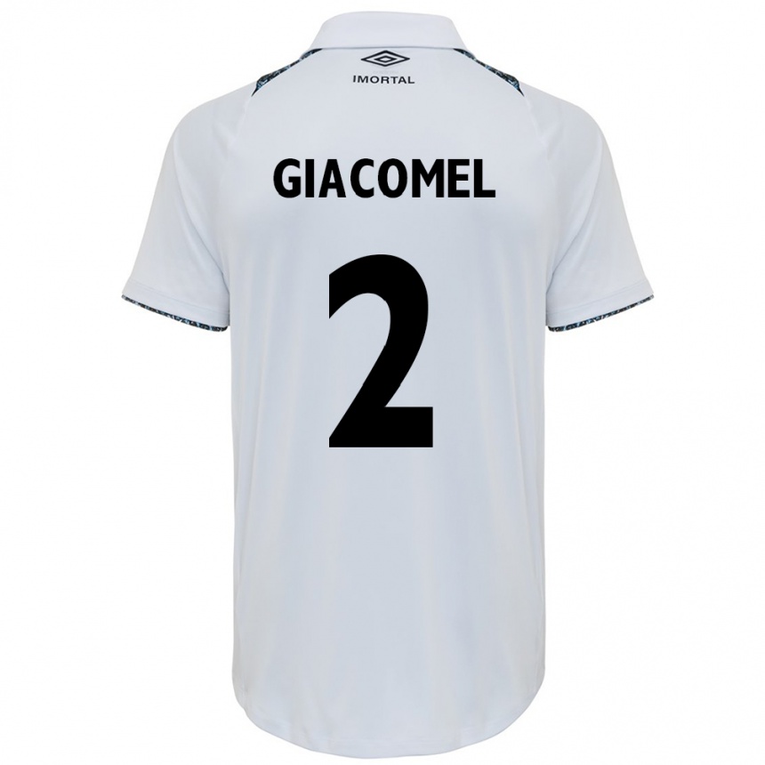 Kids Football Laís Giacomel #2 White Blue Away Jersey 2024/25 T-Shirt