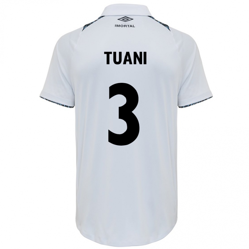 Kids Football Tuani #3 White Blue Away Jersey 2024/25 T-Shirt