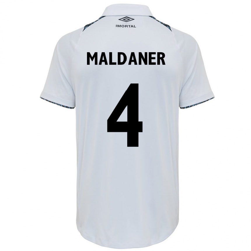 Kids Football Pati Maldaner #4 White Blue Away Jersey 2024/25 T-Shirt