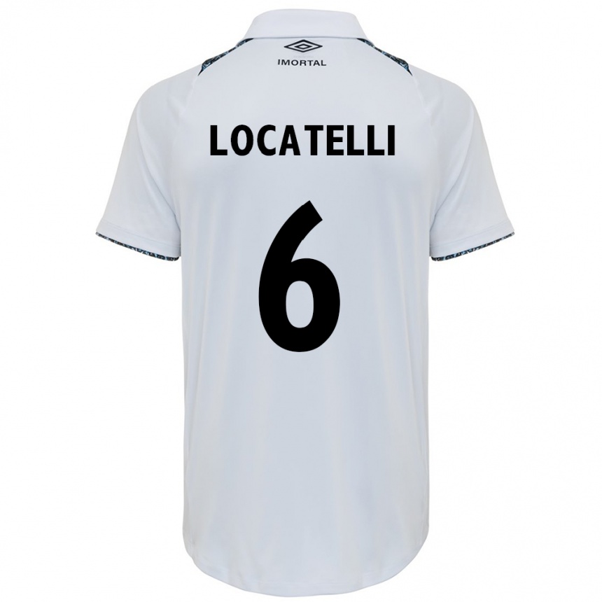 Kids Football Natane Locatelli #6 White Blue Away Jersey 2024/25 T-Shirt