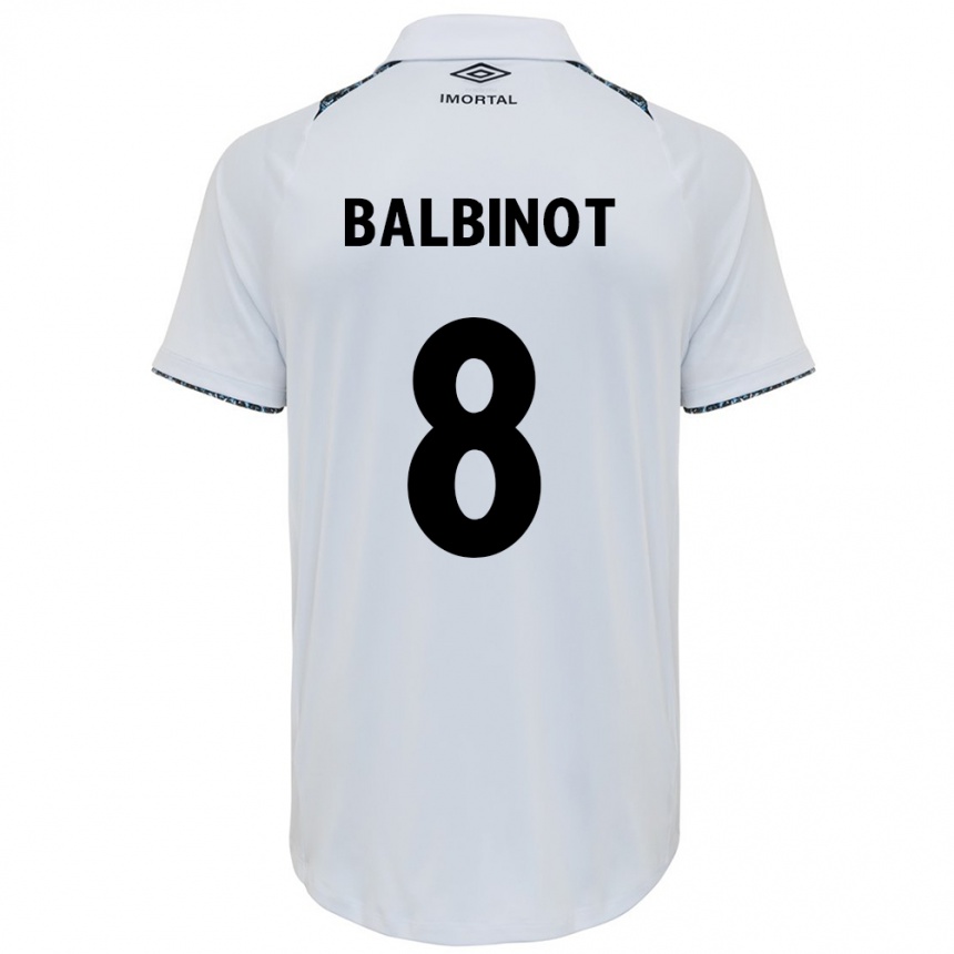 Kids Football Manu Balbinot #8 White Blue Away Jersey 2024/25 T-Shirt