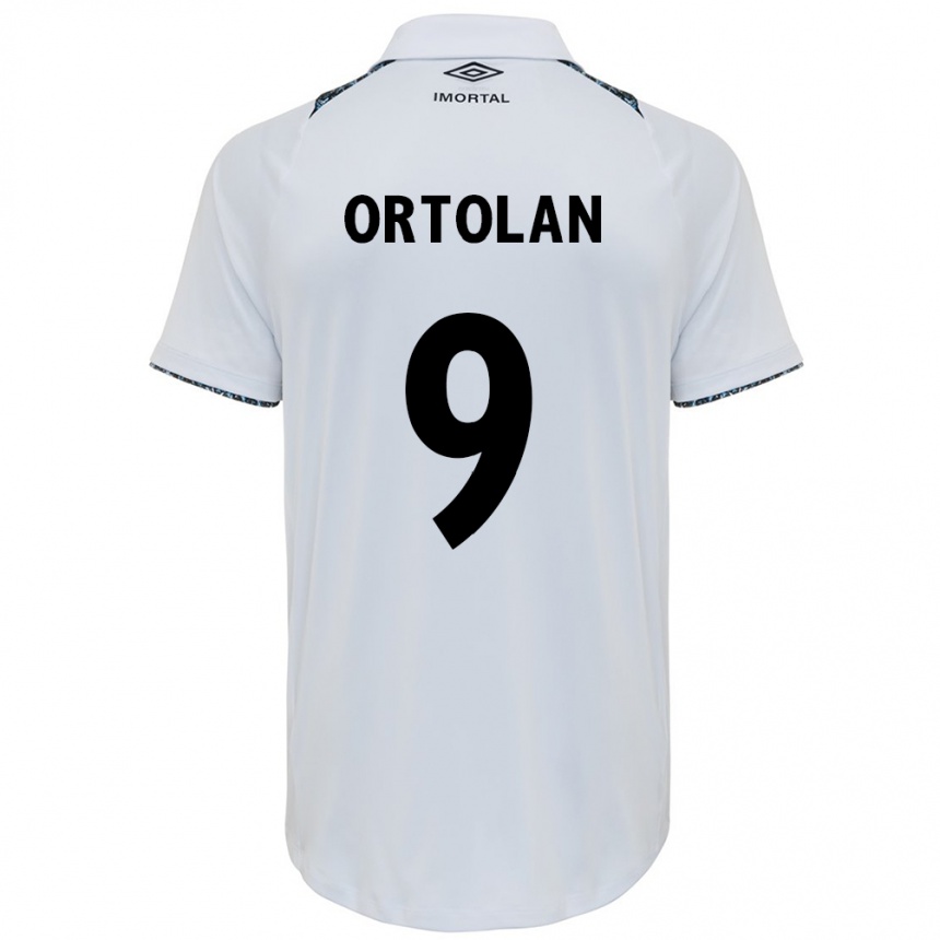 Kids Football Dani Ortolan #9 White Blue Away Jersey 2024/25 T-Shirt