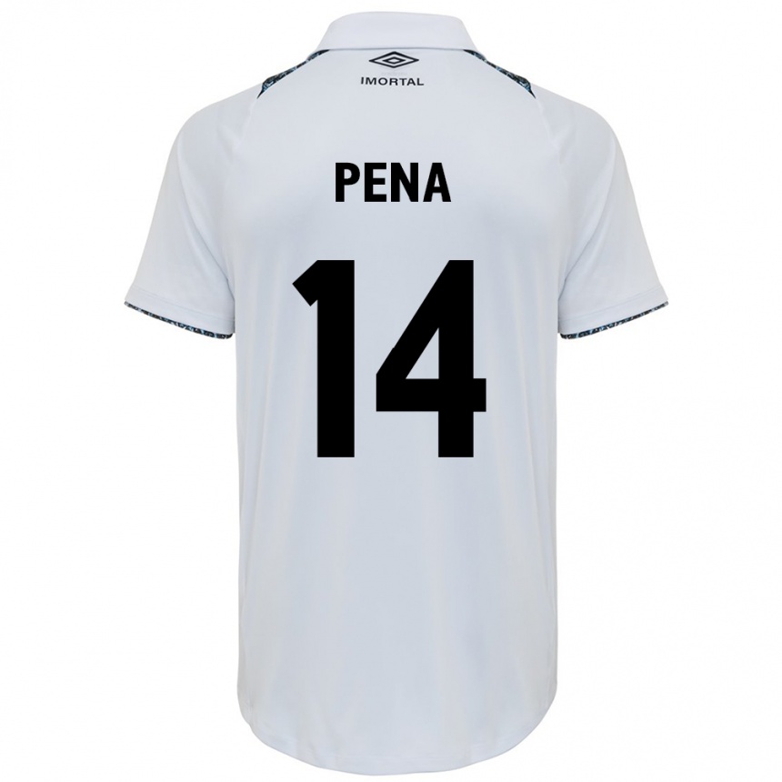 Kids Football Jessica Peña #14 White Blue Away Jersey 2024/25 T-Shirt