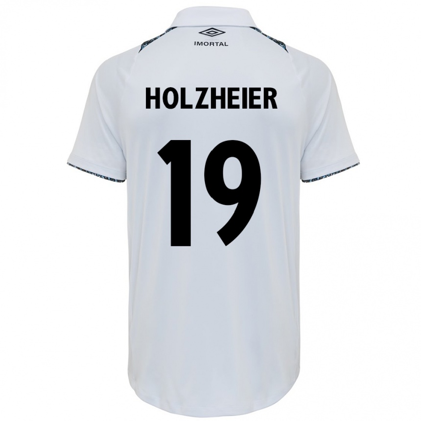 Kids Football Agostina Holzheier #19 White Blue Away Jersey 2024/25 T-Shirt