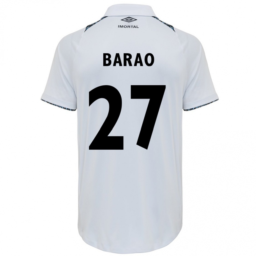 Kids Football Dani Barão #27 White Blue Away Jersey 2024/25 T-Shirt