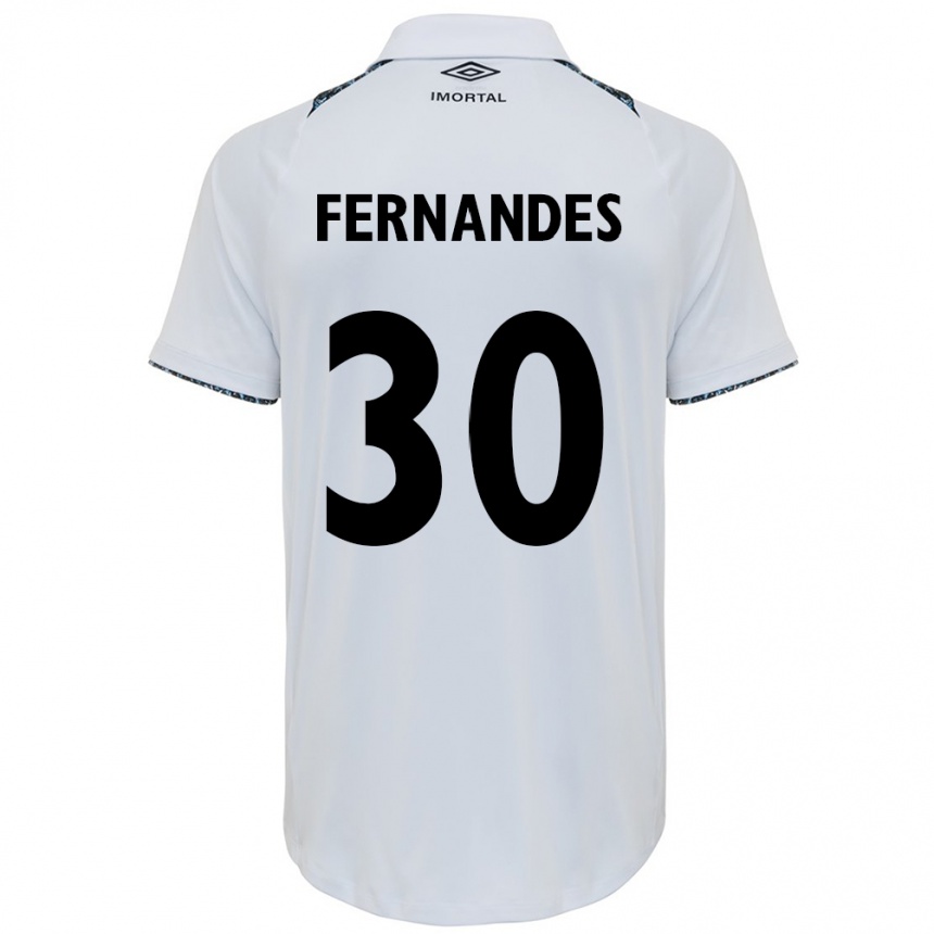 Kids Football Raquel Fernandes #30 White Blue Away Jersey 2024/25 T-Shirt