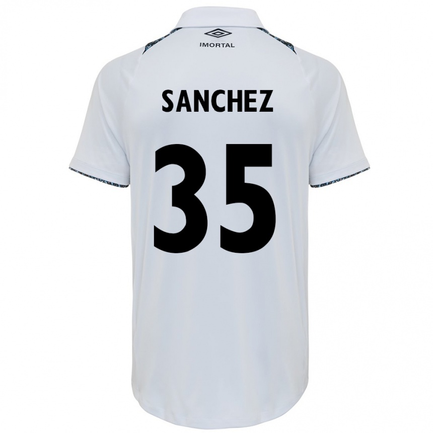 Kids Football Lari Sanchez #35 White Blue Away Jersey 2024/25 T-Shirt