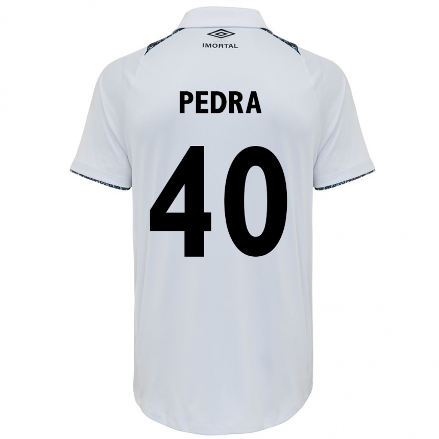 Kids Football Duda Pedra #40 White Blue Away Jersey 2024/25 T-Shirt