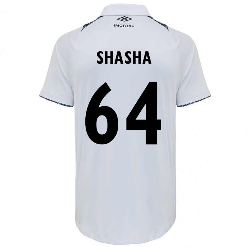 Kids Football Shashá #64 White Blue Away Jersey 2024/25 T-Shirt