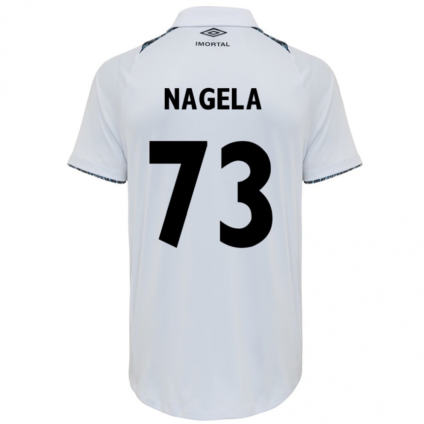 Kids Football Nágela #73 White Blue Away Jersey 2024/25 T-Shirt