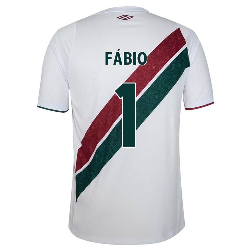 Kids Football Fábio #1 White Green Maroon Away Jersey 2024/25 T-Shirt