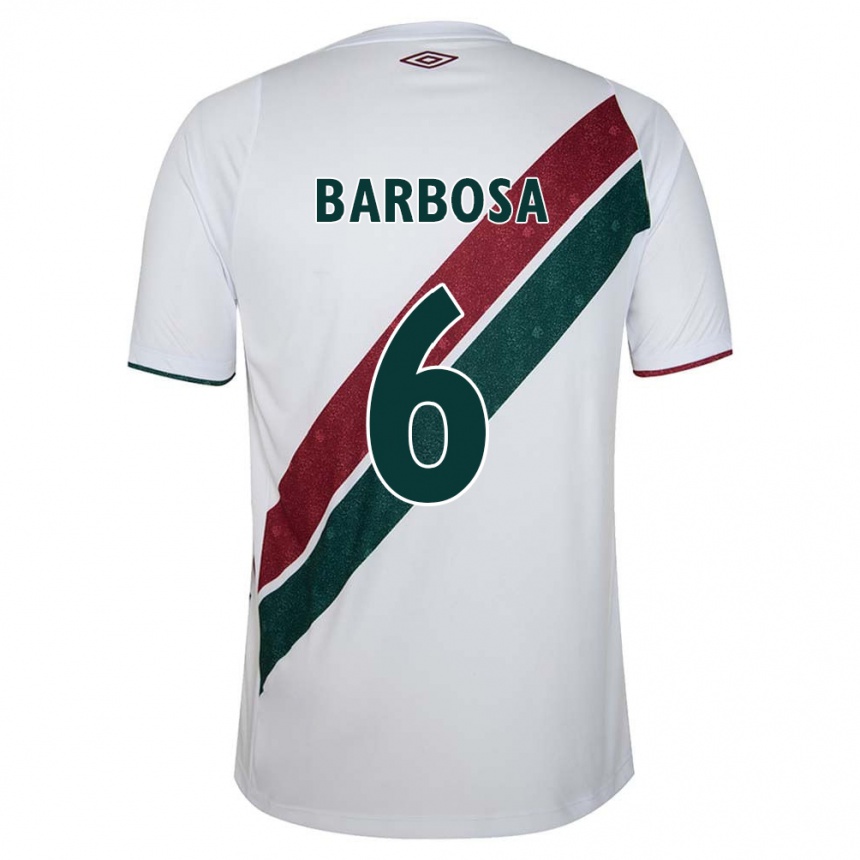 Kids Football Diogo Barbosa #6 White Green Maroon Away Jersey 2024/25 T-Shirt