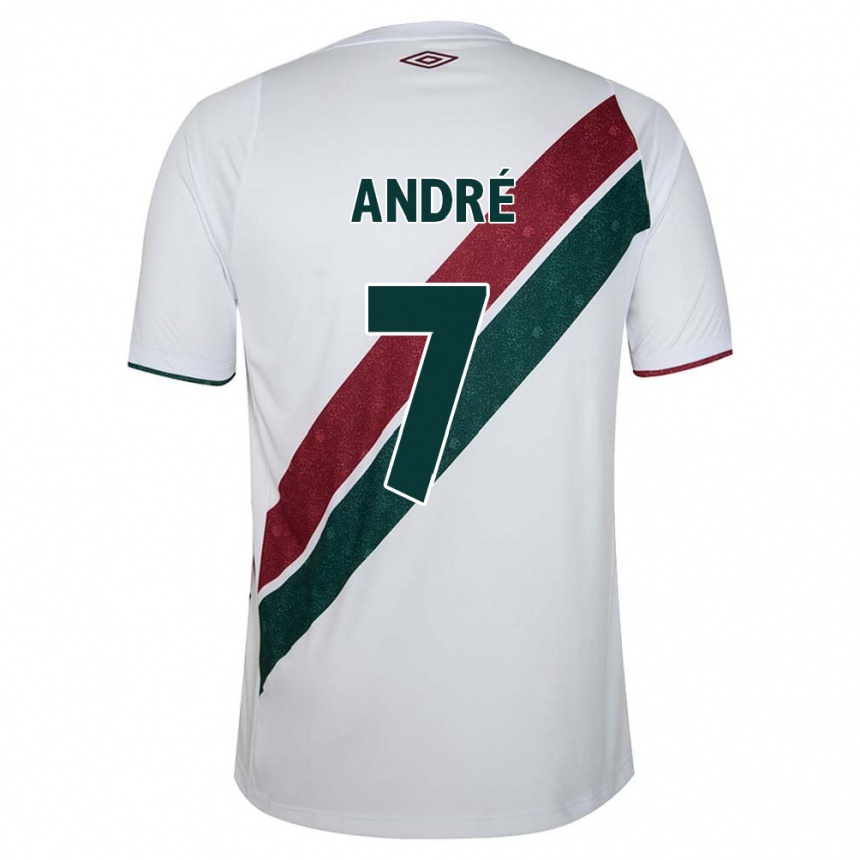 Kids Football André #7 White Green Maroon Away Jersey 2024/25 T-Shirt