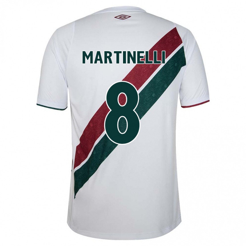 Kids Football Martinelli #8 White Green Maroon Away Jersey 2024/25 T-Shirt