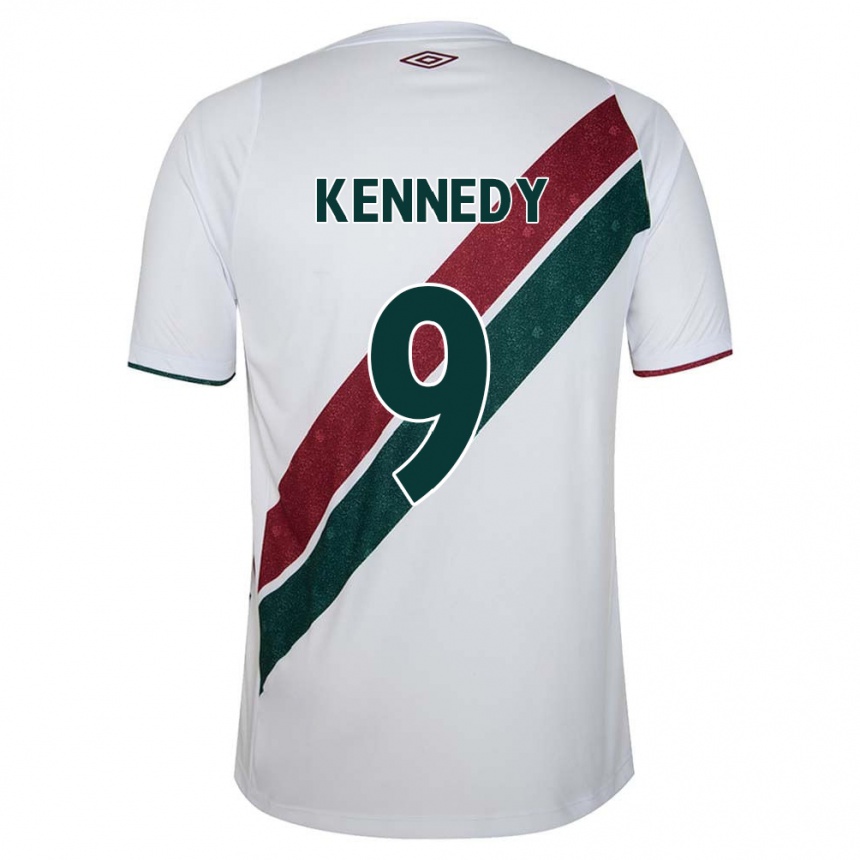 Kids Football John Kennedy #9 White Green Maroon Away Jersey 2024/25 T-Shirt