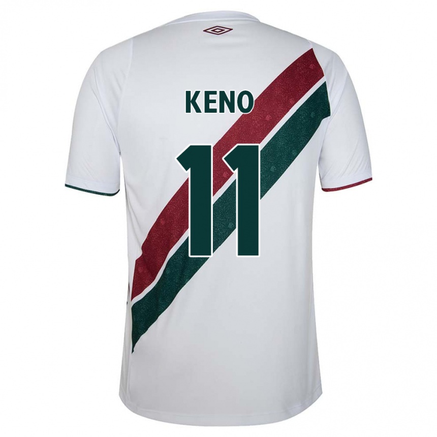 Kids Football Keno #11 White Green Maroon Away Jersey 2024/25 T-Shirt