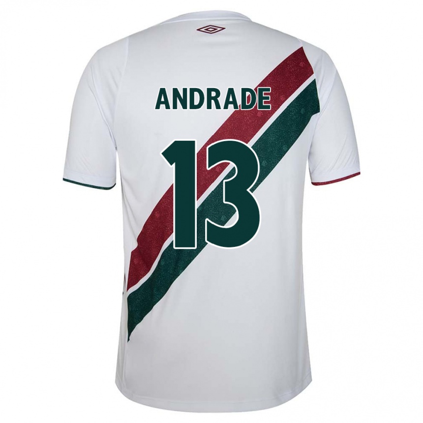 Kids Football Felipe Andrade #13 White Green Maroon Away Jersey 2024/25 T-Shirt