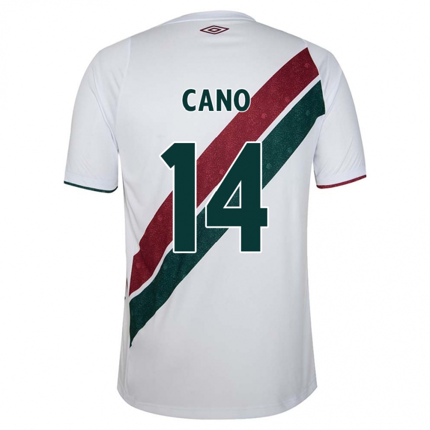 Kids Football Germán Cano #14 White Green Maroon Away Jersey 2024/25 T-Shirt