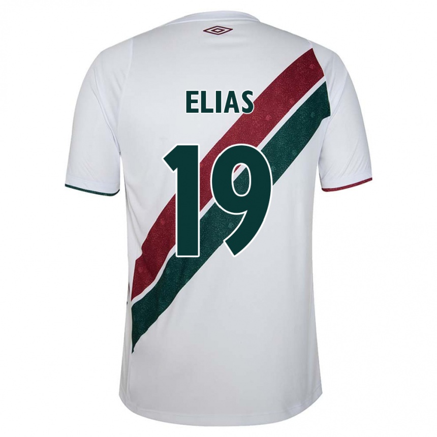 Kids Football Kauã Elias #19 White Green Maroon Away Jersey 2024/25 T-Shirt