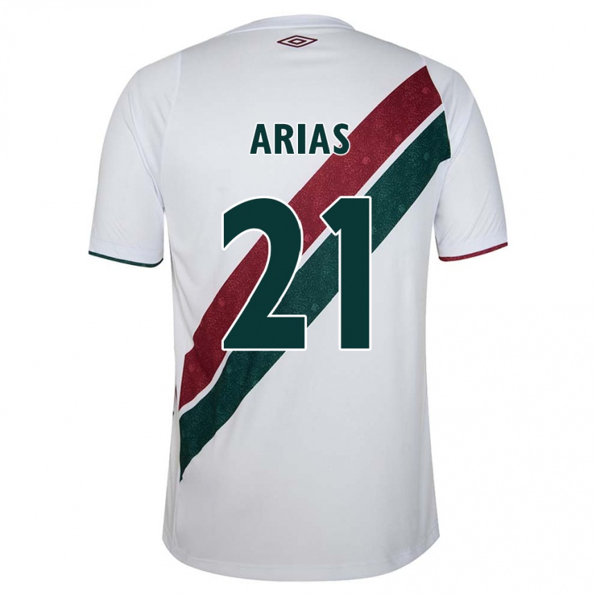 Kids Football Jhon Arias #21 White Green Maroon Away Jersey 2024/25 T-Shirt