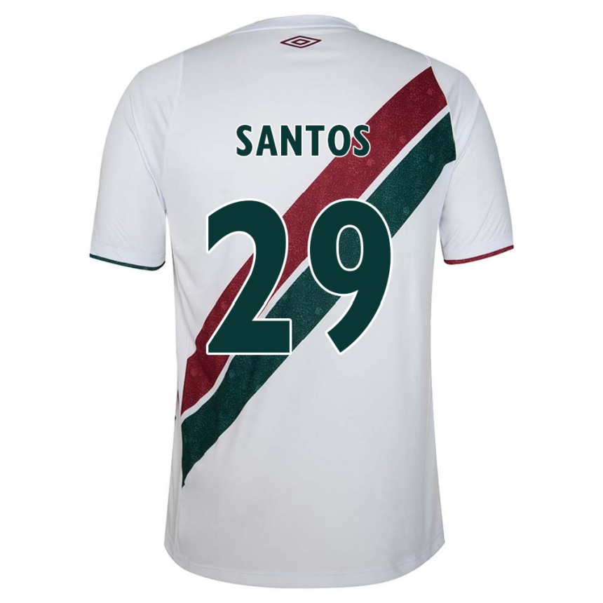 Kids Football Thiago Santos #29 White Green Maroon Away Jersey 2024/25 T-Shirt