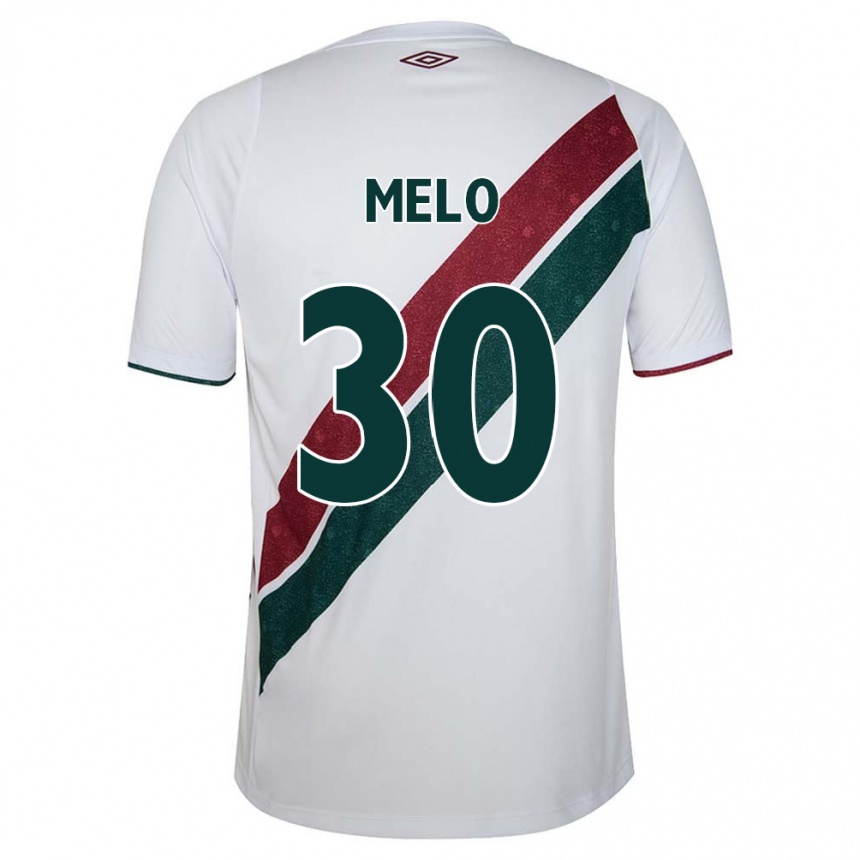 Kids Football Felipe Melo #30 White Green Maroon Away Jersey 2024/25 T-Shirt