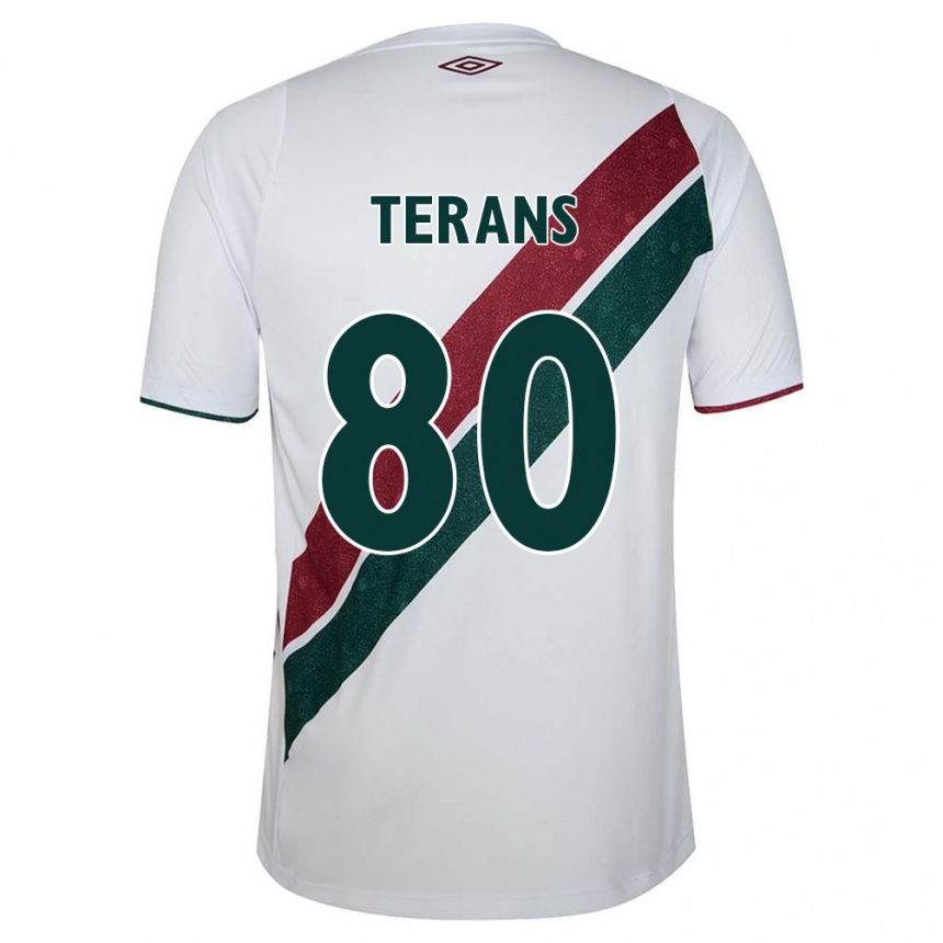 Kids Football David Terans #80 White Green Maroon Away Jersey 2024/25 T-Shirt